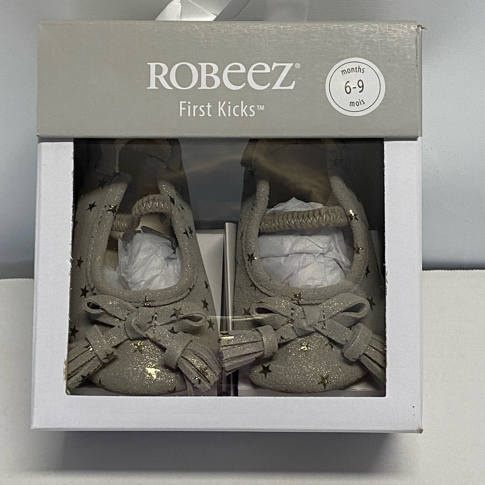 Robeez Baby Shoes with Glittering Gold Stars Sz 6-9M